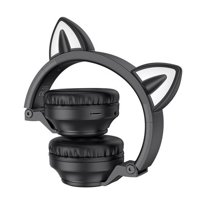 Беспроводные наушники Borofone BO18 Cat Ear (накладные, кошачьи ушки) Черный