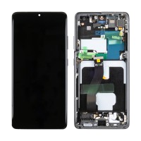 Дисплей для Samsung G998B Galaxy S21 Ultra модуль с рамкой Черный - Сервисный оригинал
