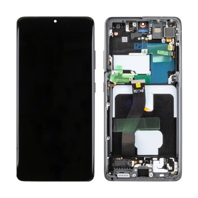 Дисплей для Samsung G998B Galaxy S21 Ultra модуль с рамкой Черный - Сервисный оригинал