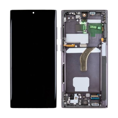Дисплей для Samsung S9080 Galaxy S22 Ultra модуль с рамкой Черный - Сервисный Оригинал