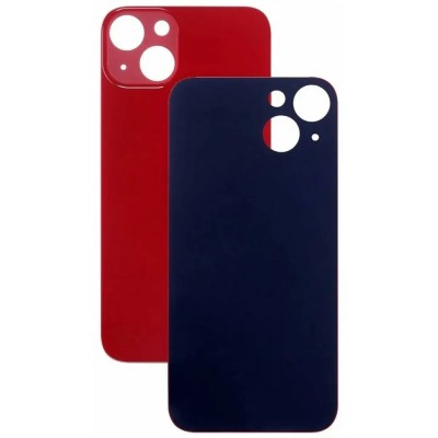 Задняя крышка для iPhone 13 Красный (стекло, широкий вырез под камеру, логотип)