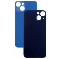 Задняя крышка для iPhone 13 mini Синий (стекло, широкий вырез под камеру, логотип)