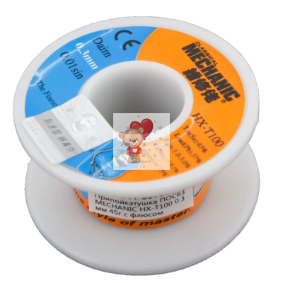 Припой-катушка Mechanic 0,3мм HX-T100 55гр Sn:63% pb:37% Припой-катушка Mechanic 0,3мм HX-T100 55гр Sn:63% pb:37%