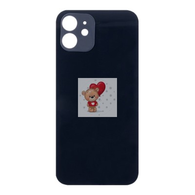 Задняя крышка для iPhone 12 Черный (стекло, широкий вырез под камеру, логотип)