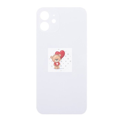 Задняя крышка для iPhone 12 Белый (стекло, широкий вырез под камеру, логотип)