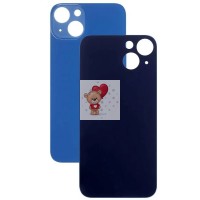 Задняя крышка для iPhone 13 Синий (стекло, широкий вырез под камеру, логотип)