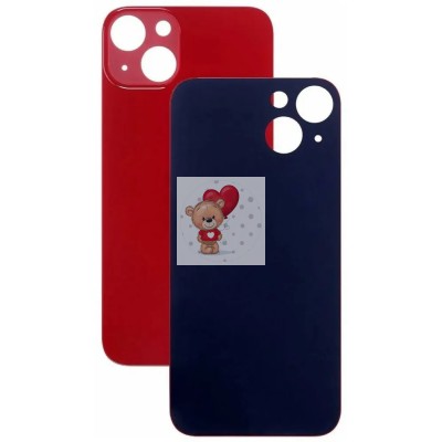 Задняя крышка для iPhone 13 Красный (стекло, широкий вырез под камеру, логотип)