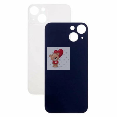 Задняя крышка для iPhone 13 Белый (стекло, широкий вырез под камеру, логотип)