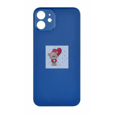 Задняя крышка для iPhone 12 mini Синий (стекло, широкий вырез под камеру, логотип)