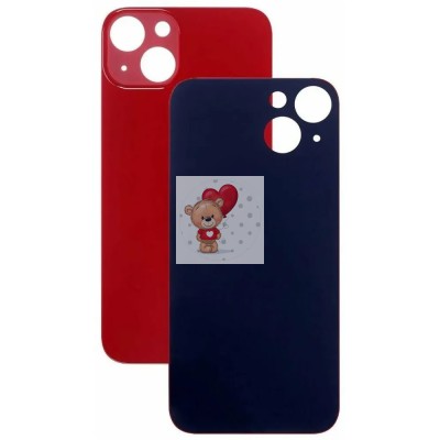 Задняя крышка для iPhone 13 mini Красный (стекло, широкий вырез под камеру, логотип)