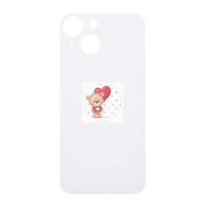 Задняя крышка для iPhone 13 mini Белый (стекло, широкий вырез под камеру, логотип)