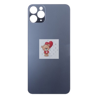 Задняя крышка для iPhone 11 Pro Max Серый (стекло, широкий вырез под камеру, логотип)