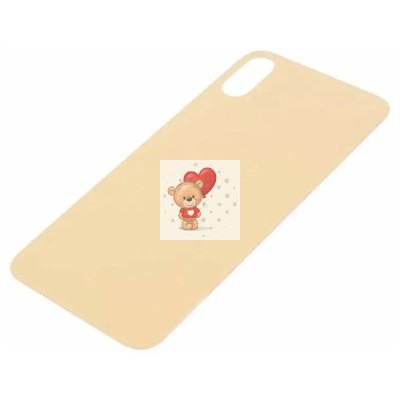 Задняя крышка для iPhone Xs Золото (стекло, широкий вырез под камеру, логотип)