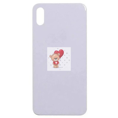 Задняя крышка для iPhone X Белый (стекло, широкий вырез под камеру, логотип)