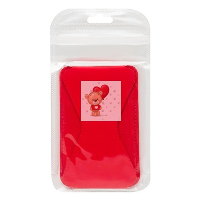 Картхолдер футляр для карт на клеевой основе (красный) - CH02