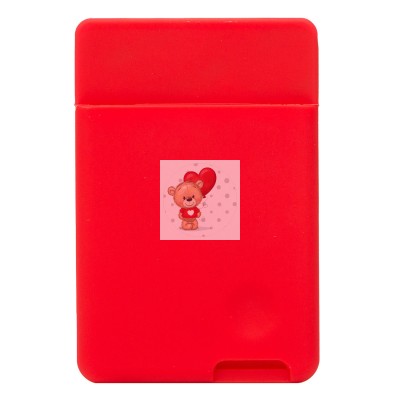 Картхолдер футляр для карт на клеевой основе (красный) - CH04