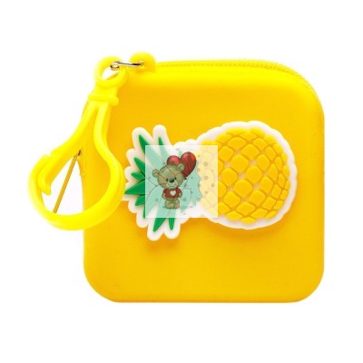 Универсальный чехол-кошелек силиконовый детский (ананас) (желтый)