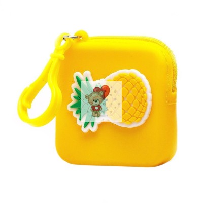 Универсальный чехол-кошелек силиконовый детский (ананас) (желтый)