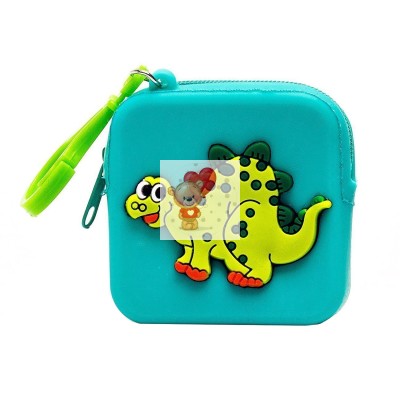Универсальный чехол-кошелек силиконовый детский (динозавр) (синий)