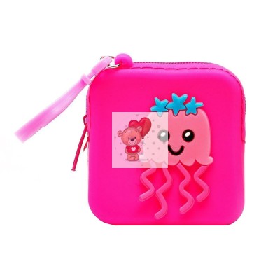 Универсальный чехол-кошелек силиконовый детский (медуза) (розовый)