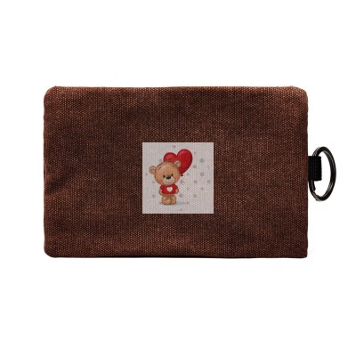 Универсальный чехол-кошелек текстильный 12,5x8,5см (коричневый)