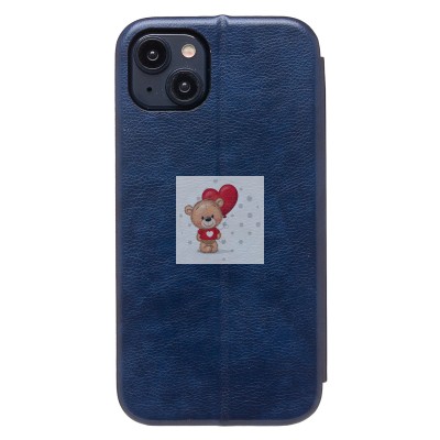 Чехол-книжка для Apple iPhone 15 Plus (открытие вбок) (синий) - BC002