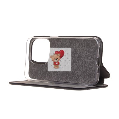 Чехол-книжка для Apple iPhone 15 Pro (открытие вбок) (черный) - BC002