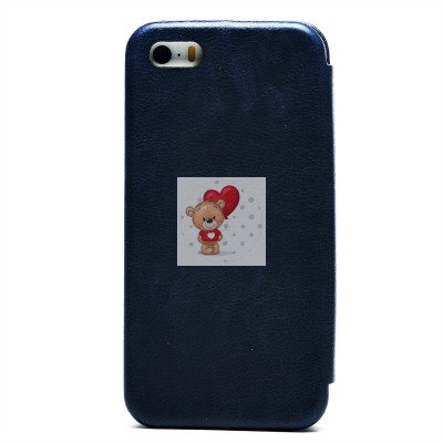 Чехол-книжка для Apple iPhone 5 (синий) открытие вбок - BC002