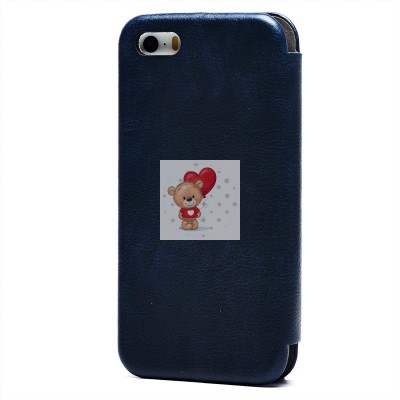 Чехол-книжка для Apple iPhone 5 (синий) открытие вбок - BC002