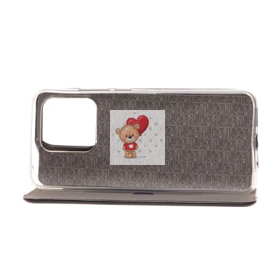 Чехол-книжка для Xiaomi Poco C40 открытие вбок (черный) - BC002