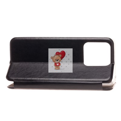 Чехол-книжка для Xiaomi Poco C40 открытие вбок (черный) - BC002