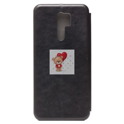 Чехол-книжка для Xiaomi Redmi 9 (черный) открытие вбок - BC002