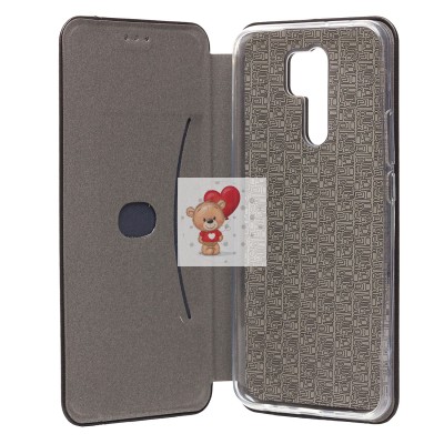 Чехол-книжка для Xiaomi Redmi 9 (черный) открытие вбок - BC002