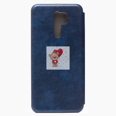 Чехол-книжка для Xiaomi Redmi 9 (синий) открытие вбок - BC002