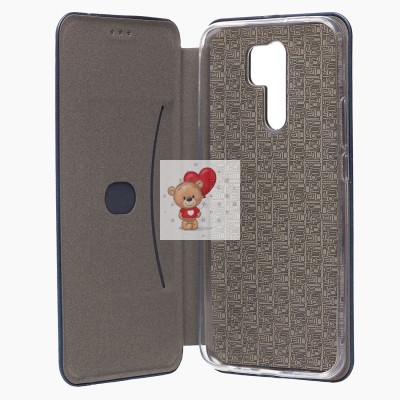 Чехол-книжка для Xiaomi Redmi 9 (синий) открытие вбок - BC002