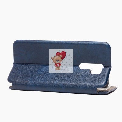 Чехол-книжка для Xiaomi Redmi 9 (синий) открытие вбок - BC002