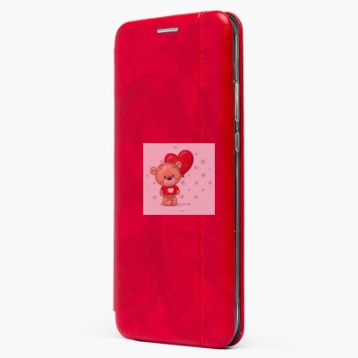 Чехол-книжка для Xiaomi Redmi 9 (красный) открытие вбок - BC002