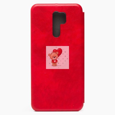Чехол-книжка для Xiaomi Redmi 9 (красный) открытие вбок - BC002