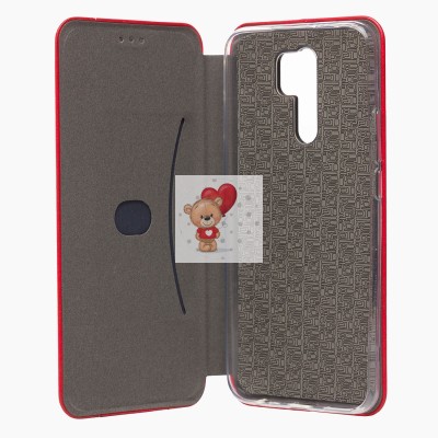 Чехол-книжка для Xiaomi Redmi 9 (красный) открытие вбок - BC002
