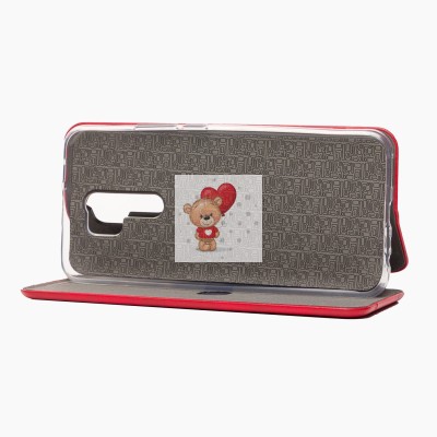 Чехол-книжка для Xiaomi Redmi 9 (красный) открытие вбок - BC002