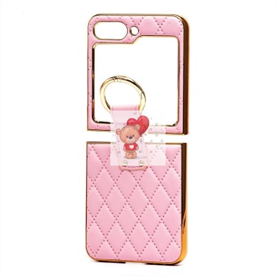 Чехол-накладка для Samsung Galaxy Flip 5 (розовый) - FLIP экокожа стеганая с кольцом Чехол-накладка для Samsung Galaxy Flip 5 (розовый) - FLIP экокожа стеганая с кольцом