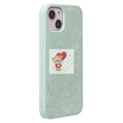 Чехол-накладка для Apple iPhone 13 россыпь кристаллов (ледяной мятный) - PC071 POSH SHINE