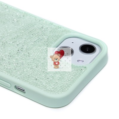 Чехол-накладка для Apple iPhone 13 россыпь кристаллов (ледяной мятный) - PC071 POSH SHINE