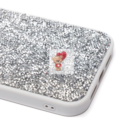 Чехол-накладка для Apple iPhone 14 Pro Max россыпь кристаллов (серебяный) - PC071 POSH SHINE Чехол-накладка для Apple iPhone 14 Pro Max россыпь кристаллов (серебяный) - PC071 POSH SHINE