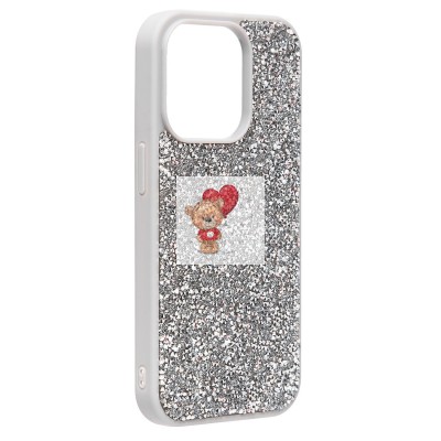 Чехол-накладка для Apple iPhone 14 Pro россыпь кристаллов (серебяный) - PC071 POSH SHINE Чехол-накладка для Apple iPhone 14 Pro россыпь кристаллов (серебяный) - PC071 POSH SHINE