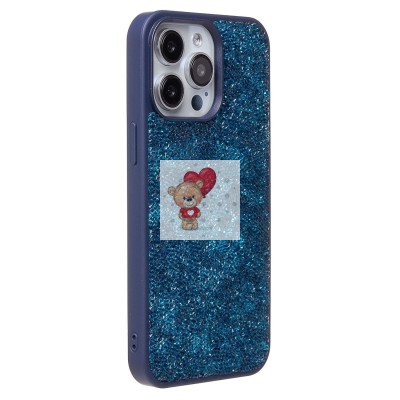 Чехол-накладка для Apple iPhone 15 Pro Max россыпь кристаллов (ледяной синий) - PC071 POSH SHINE