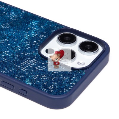 Чехол-накладка для Apple iPhone 15 Pro Max россыпь кристаллов (ледяной синий) - PC071 POSH SHINE