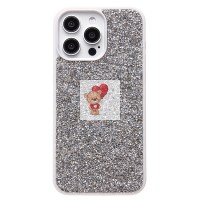 Чехол-накладка для Apple iPhone 15 Pro Max россыпь кристаллов (серебяный) - PC071 POSH SHINE