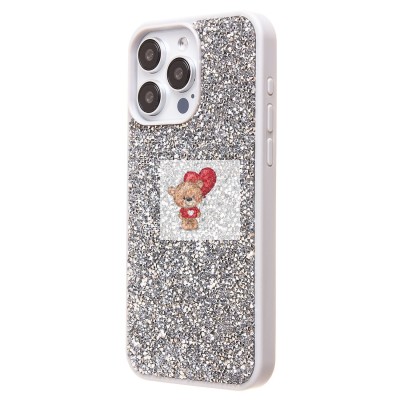 Чехол-накладка для Apple iPhone 15 Pro Max россыпь кристаллов (серебяный) - PC071 POSH SHINE