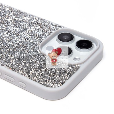Чехол-накладка для Apple iPhone 15 Pro Max россыпь кристаллов (серебяный) - PC071 POSH SHINE